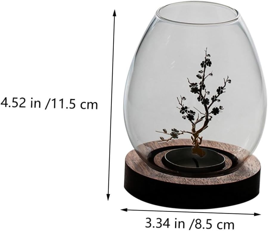 BESPORTBLE Glass Candle Container Decorative Cover with Flower Pattern, Glass Hurricane Candleholder, Windproof Candle Shade for Romantic Dinner and Home Décor