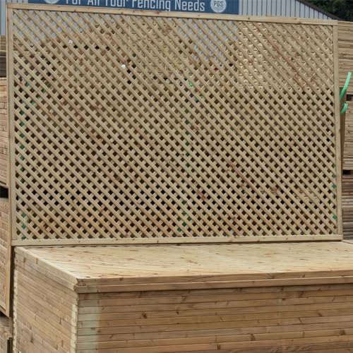 Premier Framed Diamond Elite Rounded Edge Smooth Lattice Trellis Pressure Treated Fence Topper Panel or Wall Climber Width: 6ft (183cm) x Height: 4ft (120cm) Privacy 20mm x 20mm Hole Design