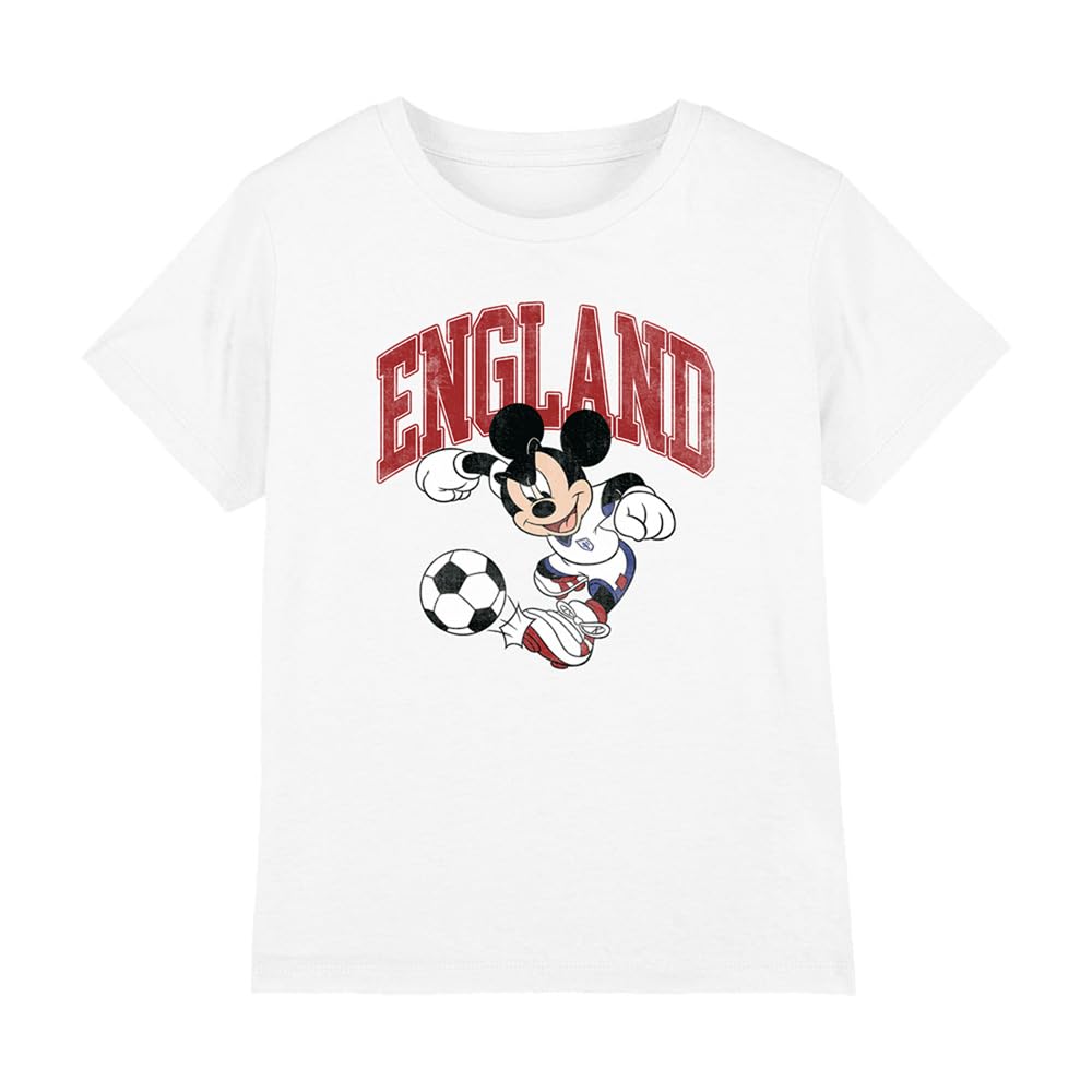 Disney Mickey Mouse England Football Kids T Shirt, White, 12-13Y