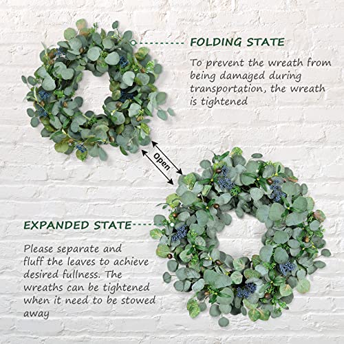 Eucalyptus Wreath, Colorspec 24 Inch Eucalyptus Wreaths For Front Door All Year Round, Spring Summer Eucalyptus Front Door Wreath With Olive Leaf And Berries For Indoor Outdoor Party Wedding Holiday… #TOP4