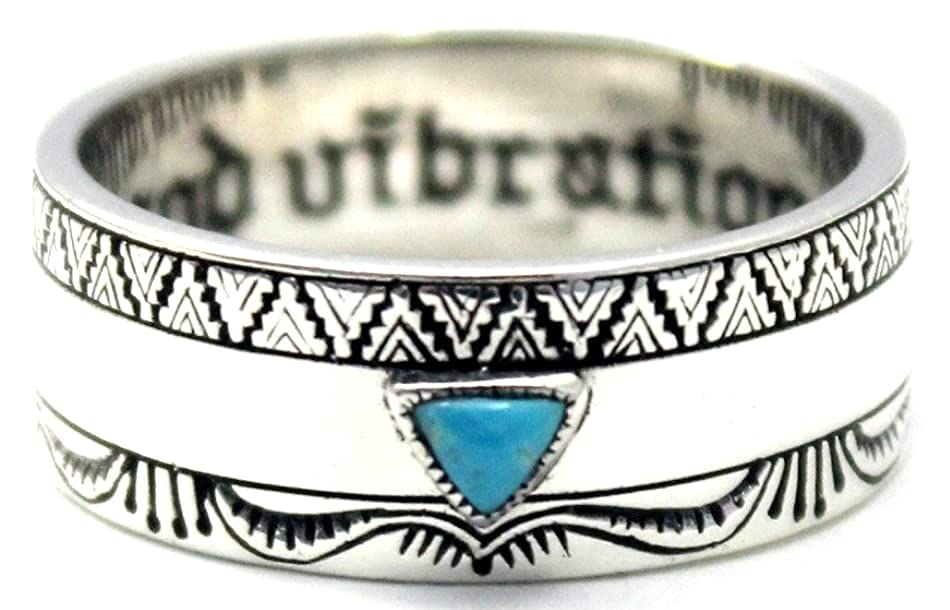Southwestern band Ring Blue Turquoise Sterling Silver COSUMOSU, 9.5, Sterling Silver, Turquoise