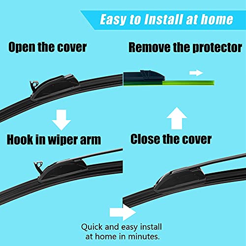Heeteco 22" + 21" 3-He Wiper Blades,Premium All-Seasons Durable Stable And Quiet Oem Quality J&U Hook Front Windshield Wipers (Pack Of 2) #TOP5