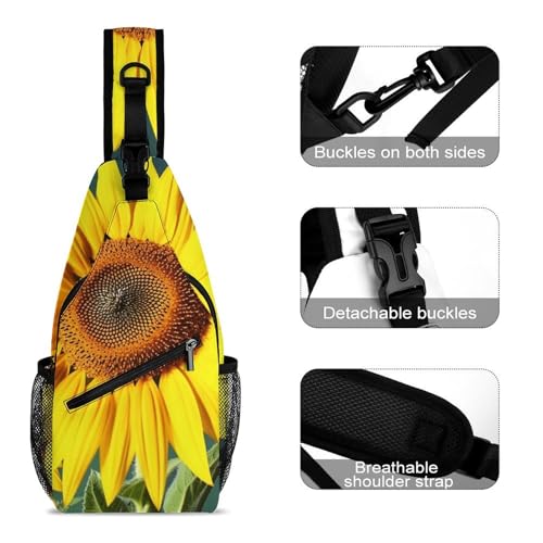 Mochila de pecho tipo sling Bloom Sunflower para hiking miniatura 3