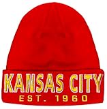 CLORPEAK Kansas City Embroidery Classic Cuff Beanie Hat Cuffed Winter Hat Knit Toque Skull Cap - Red OneSize