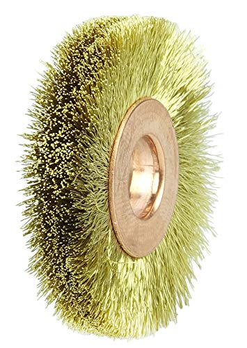 Image of Weiler 29178 Crimped Wire Wheel, 1-1 /2 inch Small Diameter, 0.05 inch Brass Fill, 3 /8 inch Arbor Hole, Made in the USA (Pack of 10)