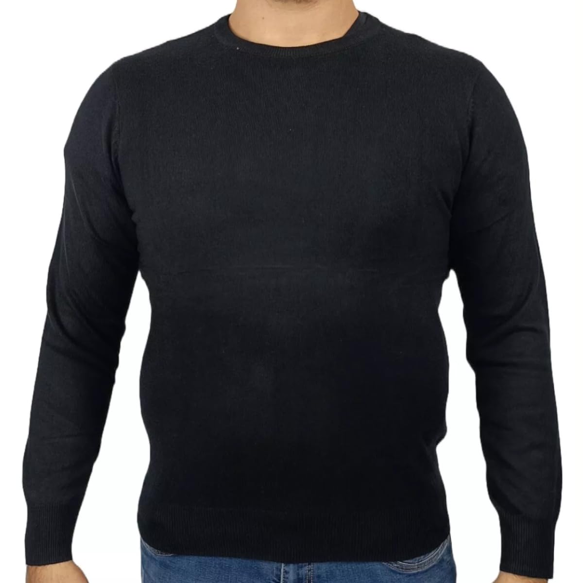 Maglia Uomo con Girocollo Maglione in Misto Cashmere Blu Grigio Nero Bordeaux Pullover