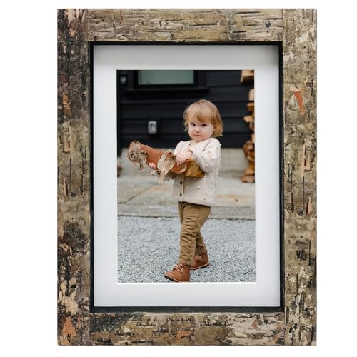 Eosglac 4x6 Wood Picture Frame with Mat for 3.5x5 Pictures,