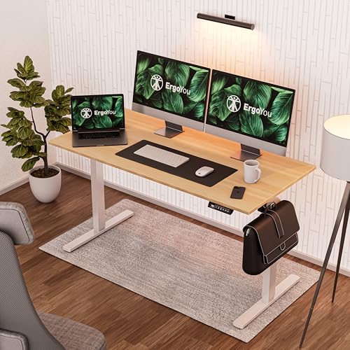 ErgoYou Motorized Height‑Adjustable Sit‑Stand Desk – 53% OFF, 80 kg Capacity, Maple Laminate Top