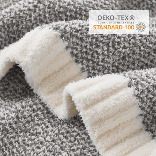 Image of Snuggle Sac Grey Throw, Super Soft Warm Oversized Fuzzy Plush Blanket, Dark Grey, 50x70 inches