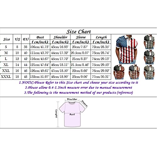 Nidie Men Shirts Men's Short Sleeve Polo Shirt Stars Stripes Print Casual Slim Fit Patchwork Star Stripe Zipper Shirt Polo Tops(5-Blue,Large) #TOP5