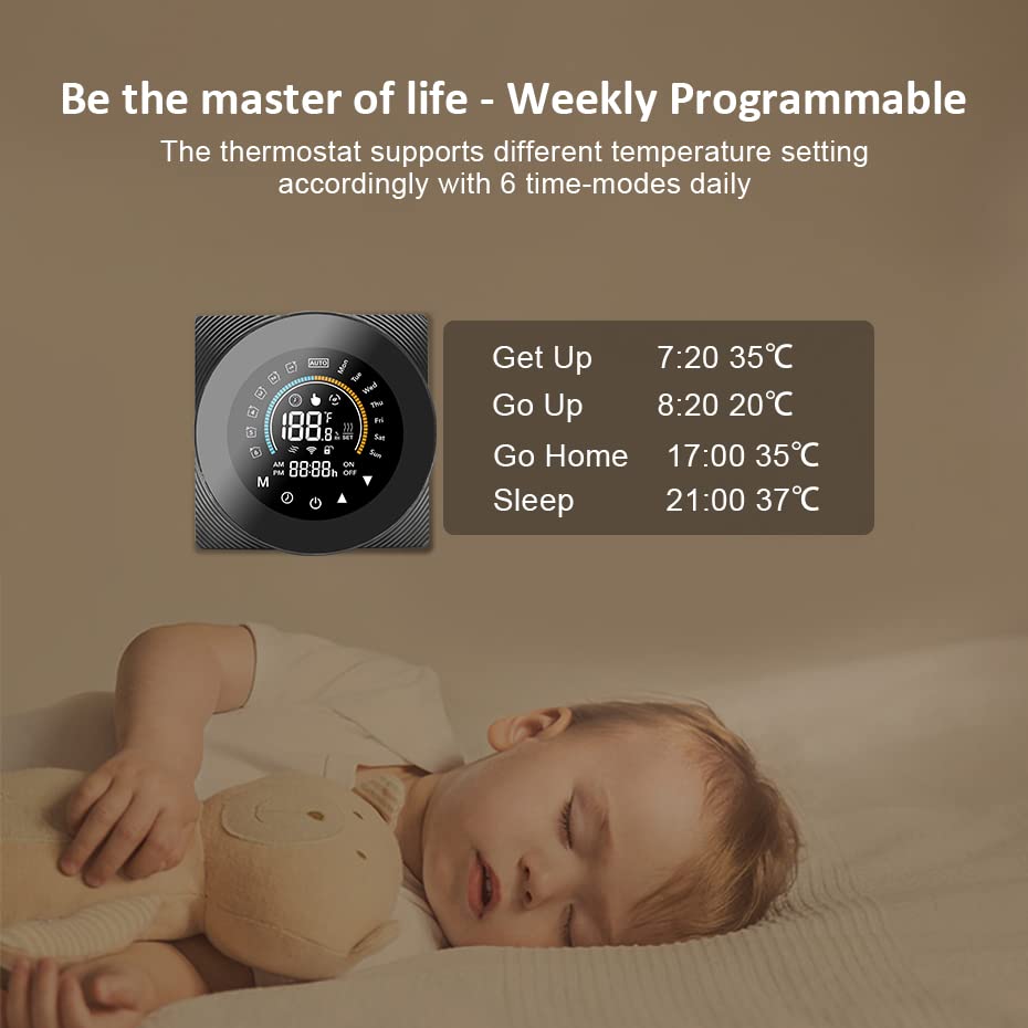 Sensore termometro, WiFi Smart Termostato Controllo della temperatura Elettrico Riscaldamento Acqua/Gas Caldatura LCD Digital Touch Wireless(WiFi WaterGas Boiler)