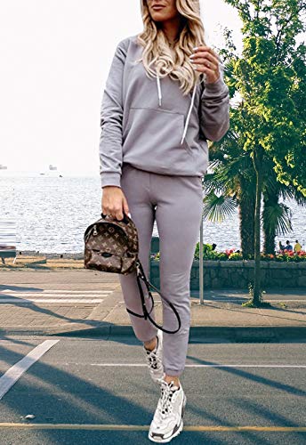 Fixmatti Sweatsuit Pullover Hoodie Top Sweatpants 2 Piece Matching Set Women Clothing S #TOP5