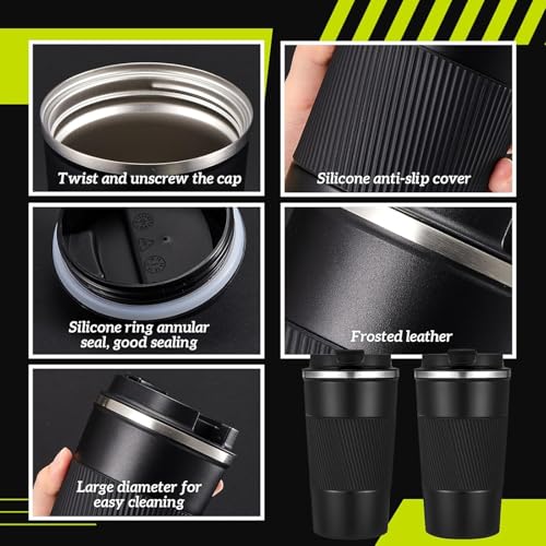 Image of Maxdot 4 Pcs 17 oz Stainless Steel Shaker Cup with Mixing Ball Insulated Metal Blender Tumbler Water Bottle for Protein Mixes Shakes Gym Workout Coffee Drink (Black)