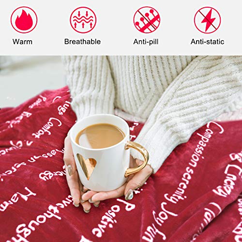 Cima Healing Positive Blanket, Gift For People Need Hug Strength Company, Thoughts Positive Energy Love & Hope & Fluffy Comfort (50 X 60 Inch Red) #TOP3