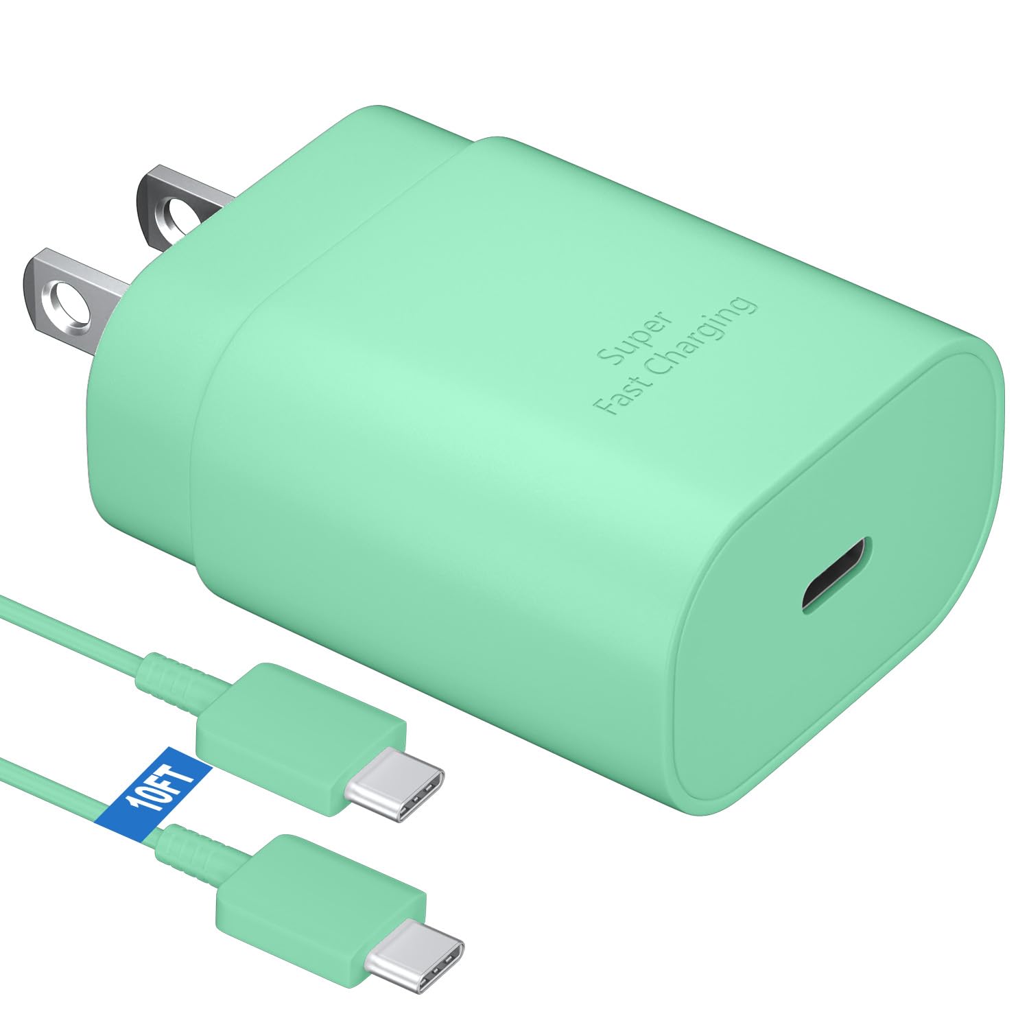 Photo 1 of 25W Super Fast Charging Cord Type C Block &10Ft USB C Android Phone Charger Cable for Samsung Galaxy S26 Ultra/S26/S26+/S25 Ultra/S25/24 Ultra/S24/S23 Ultra/S22 Ultra//Note 20/10,Green