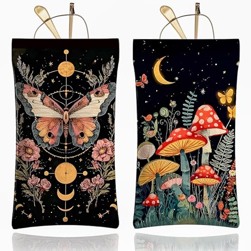 Étui à lunettes rétro gothique en PU souple à motif floral pour femme