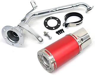 XWEEM High Performance GY6 150cc Muffler Exhaust Pipe kit Replace for System Shorty GY6 125cc 150cc 152QMI 157QMJ ATV 4 Stroke Chinese Scooter Moped ATV Go Kart (RED)