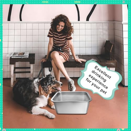 3 Pcs 3 Gallons Extra Large Dog Water Bowl, with 15 Non-Slip Gaskets Stainless Steel Dog Bowl,High Capacity Metal Water Bowls for Large, X-Large Breed Dogs Indoor Outdoor