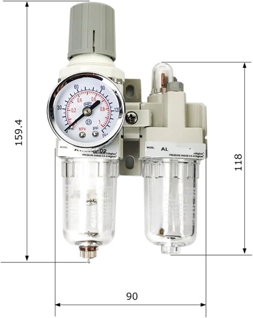 AC2010-02 Air Pump Compressor Oil Filter Pneumatic Water Separator Pressure Manual Drain Supply(AC2010-02 Fitting)
