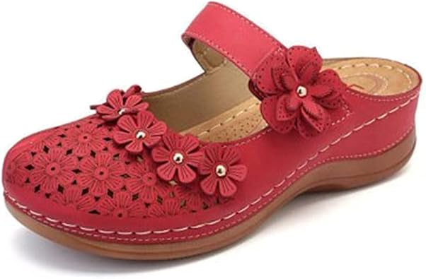 Womens Leather Floral Sandals