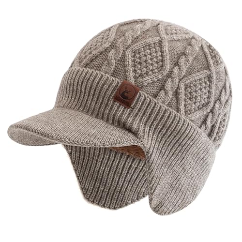 Bonnet d'hiver unisexe tricoté épais et chaud avec rabat pour sport de ski