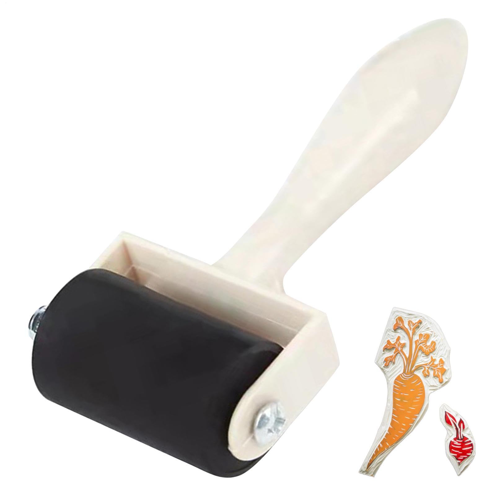 Rouleau Colle - Rouleau Papier Peint Manche Bois | Pinceau et Applicateur d'encre pour Scrapbooking, Impression, Papier et Création