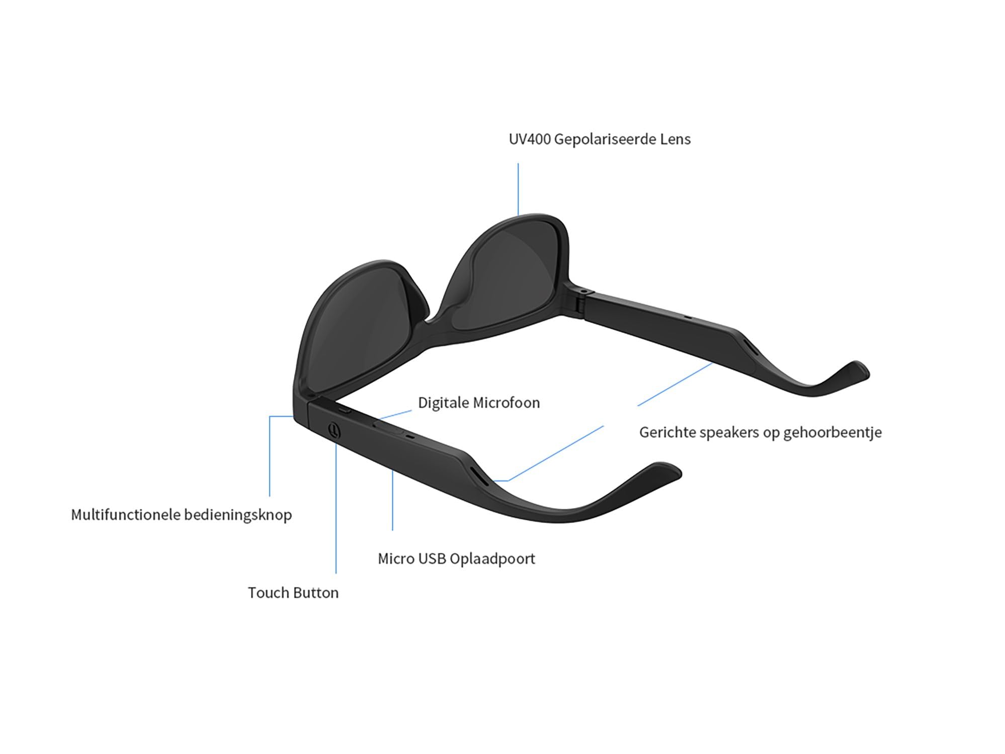 Caliber Soundglasses okulary przeciwsłoneczne Bluetooth - głośniki z otwartymi uszami - soczewki polaryzacyjne - krystalicznie czysty dźwięk - lekka konstrukcja - czerwone, czerwony, 14.6 x 14.6 x