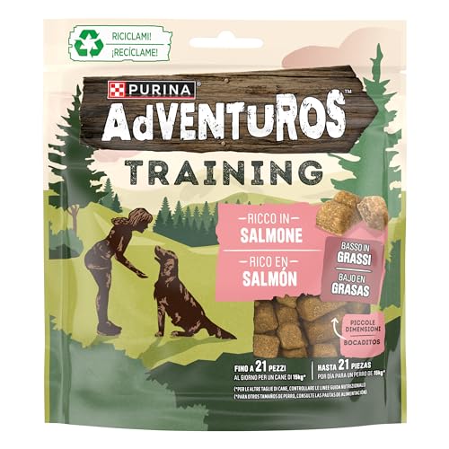 Purina Adventuros Training, Trainingssnacks zum Lernen, Auszeichnungen, Leckerlis für Hunde aus Lachs, 6 Beutel à 115 g