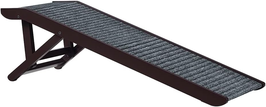 unipaws Foldable Wooden Pet Ramp with Adjustable Height, Dog Ramp to Reach High Bed and Couch, Durable Pet Ladder, Small Dog and Cat