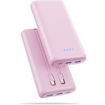 Portable Charger 40,800mAh Power Bank 25W Portable Battery Pack with 2 Built in Cables [2026 Upgraded], PD QC4.0 Fast Charging Portable Phone Charger Compatible with iPhone 17/16,Android Samsung-Pink