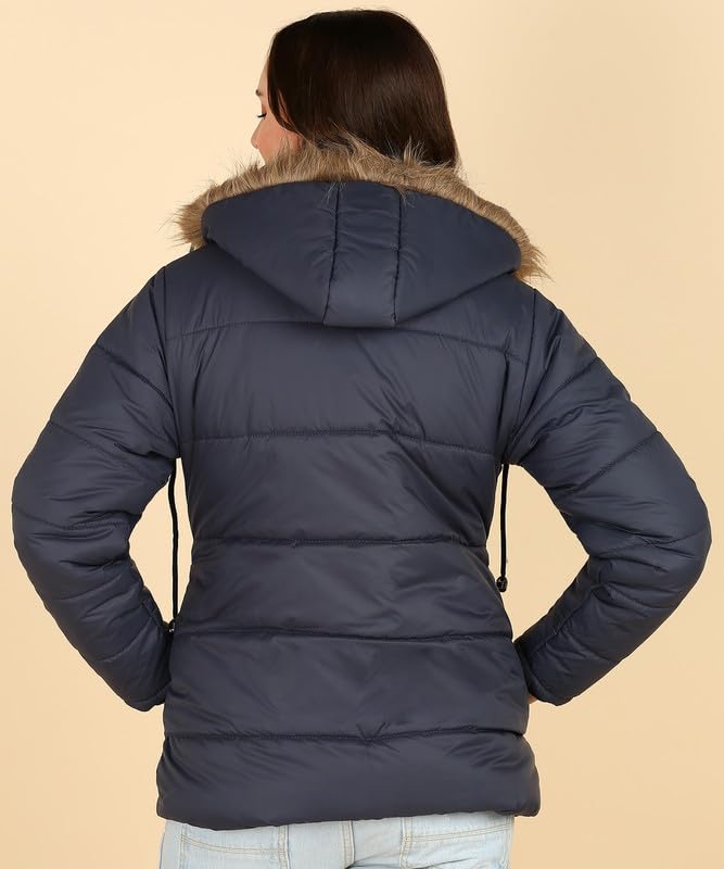 Image of ELLIPSE Nylon Full Sleeve Solid Casual Fashionable And Stylish Winter Jacket For Women's