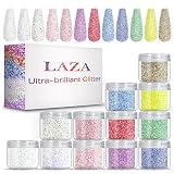 Laza 12 Colors Nail Art Glitter Sea Salt Powder Crystal Diamond Holographic Glitter Sugar Effect Nai