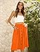 Naggoo Hot Orange Skirts for Summer,High Waisted Button Down Casual Cute Girls Midi Skirt M