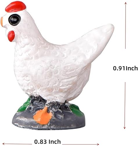Miniatura 5 de Accesorios de jardín de hadas de gallo blanco en miniatura, animal de granja para decoración de jardín de hadas, estatuas en miniatura al aire