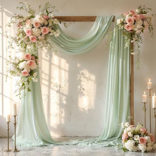 Wedding Arch Draping Fabric 28' x19FT, Sheer Chiffon Fabric Backdrop,1...