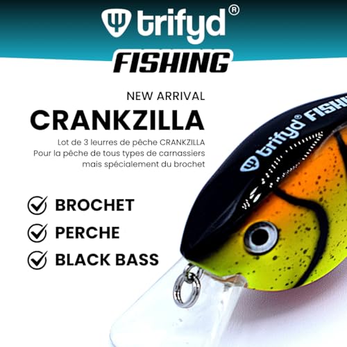 trifyd ® Fishing - Leurre Brochet, Le Pack de 3 leurres de Peche carnassier crankzilla – vue 2