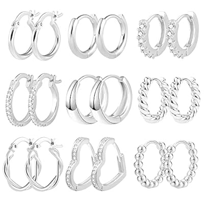 9 pares de pendientes de aro chapados en oro auténtico de 14 quilates, pequeños para las señoras, hipoalergénicos, círculos de cartílago con piercing de torsión con circonitas AAA+ | Ya disponible en tu tienda friki favorita! En mundofriki.es! 9 pares de pendientes de aro chapados en oro auténtico de 14 quilates, pequeños para las señoras, hipoalergénicos, círculos de cartílago con piercing de torsión con circonitas AAA+ | Ya disponible en tu tienda friki favorita! En mundofriki.es!