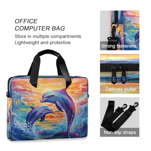 Bolso maletín para laptop con pintura de delfín miniatura 5
