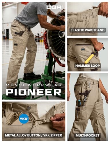 Image of CQR Men's Quick Dry Work Pants, Water Resistant Outdoor Tactical Pants, Lightweight Stretch Cargo Hiking Pants
