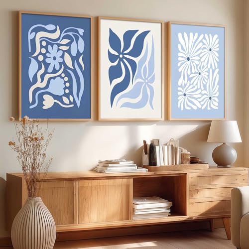 Image of kotart Aesthetic Abstract Floral Art Home Decoration | Boho Floral Paintings With Frame For Living Room Bed Room Hotel Wall Decor Digital Reprint Set of 3 (20x30 Inch)