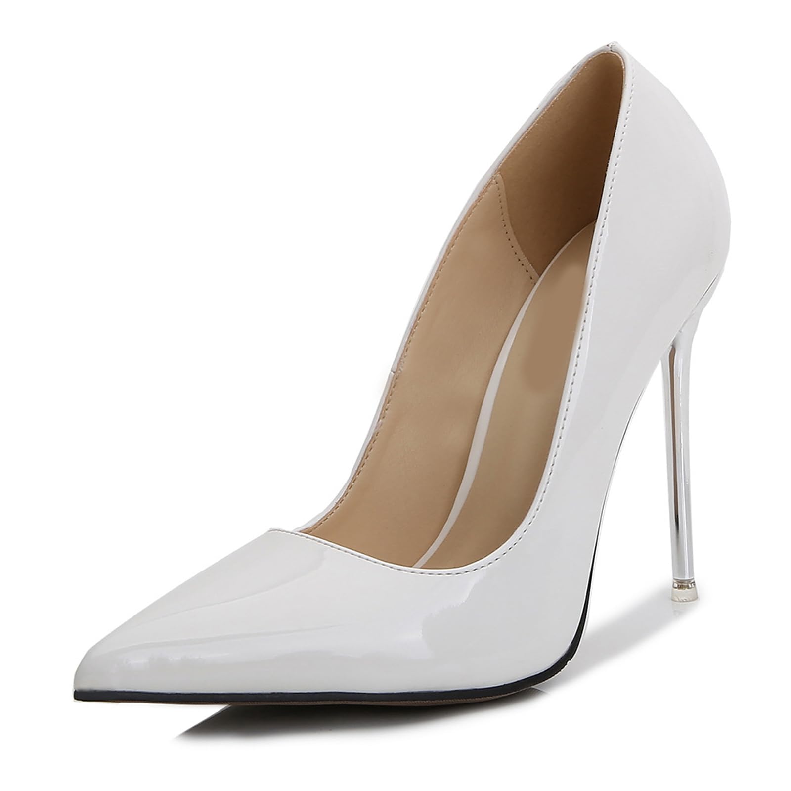 Zapatos de Vestir sin Cordones con tacón de Aguja de 4,3 "para Mujer, Tacones Altos de Gran tamaño, Tacones de Metal Sexis para Discoteca