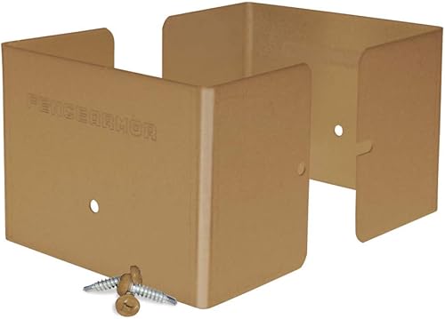 Fence Armor Protector de poste de acero galvanizado  1 par de 3.5 x 3.5 x 3 pulgadas (arcilla)  Protección contra podadoras de cuerda y daños en el