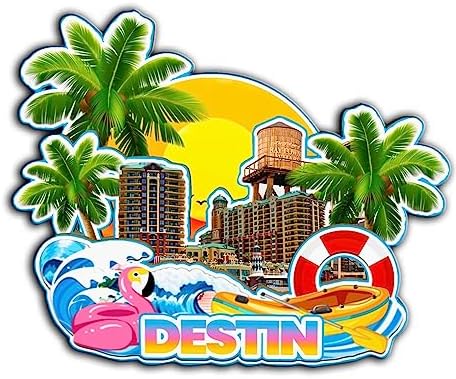 Destin, FL 'FootWhere' Souvenir Fridge Magnets - 6 Piece Set With Real Destin Sand, Made In USA