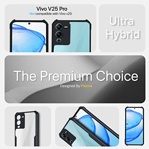 Image of Pikkme Vivo V25 Pro 5G Back Cover | Crystal Clear Transparent Back | Ultra Hybrid | Full Camera Protection | Raised Edge | Bumper Back Case for Vivo V25 Pro 5G (Black)