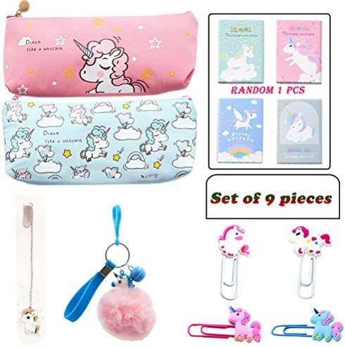 Unicorn Pencil Bag, Cute Unicorn Pencil Case, Pencil Bag Set for Students or Office Workers, Travel or Stationary Case Makeup Cosmetic Bag, School Supplies - Best Gift Set, Christmas Unicorn Gifts