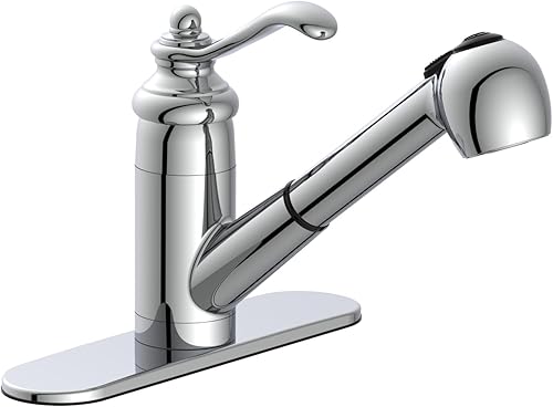 Grifo para fregadero de cocina con rociador extraíble, adaptado a un solo orificio con placa de cubierta de 3 agujeros, líneas de suministro de agua