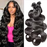 Body Wave Human Hair Bundles 16 18 20 Inch 12A Body Wave bundles Unprocessed Brazilian Virgin Hair 3 Bundles Human Hair Deals Real Human Hair Natural Black Color