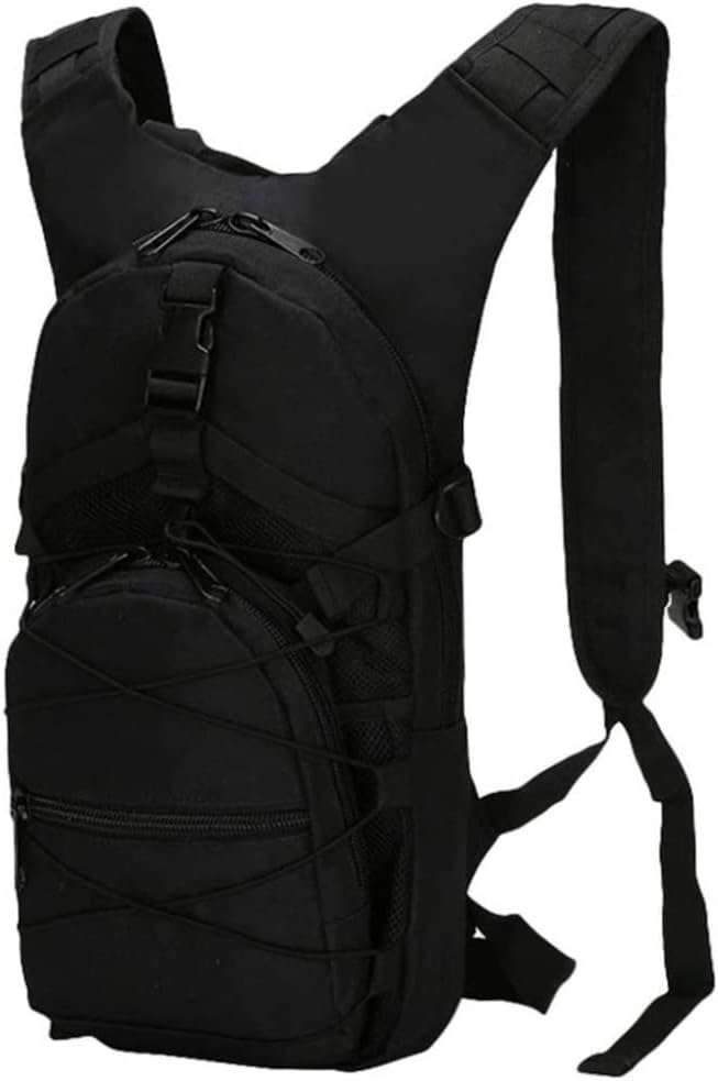Hiking Backpack, 15L Travel Lightweight Bag, Camouflage Casual Waterproof Walking Backpack, Multi-Pocket Trekking Bag for Men Women, Black