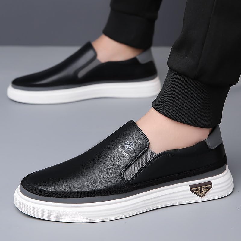 Image of Trsorini Mens Casual Shoes Soft Comfortable Flat Lightweight Moccasin Classic Breathable Leather Men's Shoes
