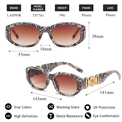 Image of LASPOR Irregular Sunglasses for Women Men Trendy Retro Vintage Rectangle Glasses Hexagon Shades Driving UV400 Protection